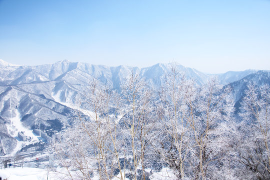 Mountain with snow in the winter in Janpan
