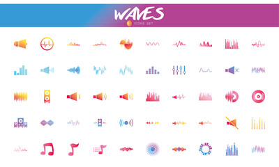 Isolated waves and music gradient style icon vector design
