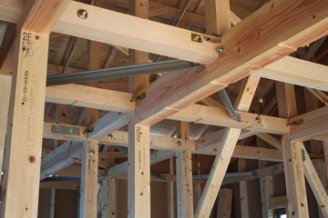 建築中の木造住宅の室内