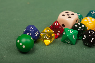 game of dices on a green background