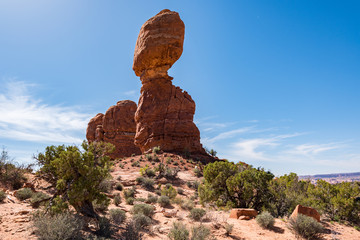 Fototapeta na wymiar Beautiful Balanced Rock during sunny day in Arches National Park Utah United States