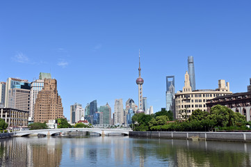 Obraz premium High rise landmark buildings along the skyline of Shanghai, China