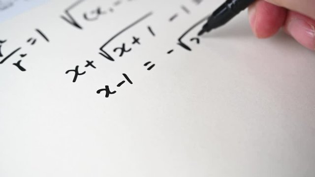 4K. Notes filled with mathematical formulas. Education concept.