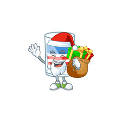 Santa USA stripes glass Cartoon design having a sack of gifts
