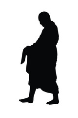 Buddhist monk silhouette vector