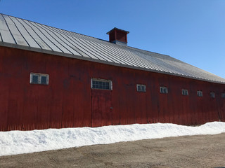 old red building white windows