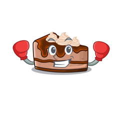 mascot character style of Sporty Boxing chocolate cheesecake