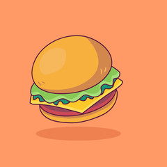 Hamburger fast food illustration concept