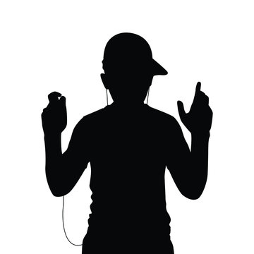 recommend clip art: Young man listening to music silhouette