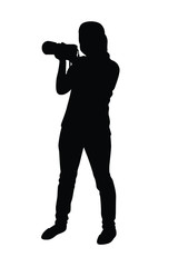 Female photographer silhouette vector