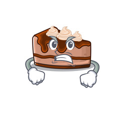 Chocolate cheesecake cartoon character style having angry face