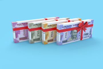 Close up view of Indian Currency - 3D Rendered Image