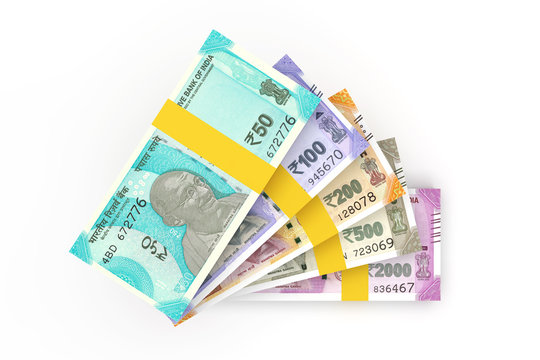 Close up view of Indian Currency - 3D Rendered Image