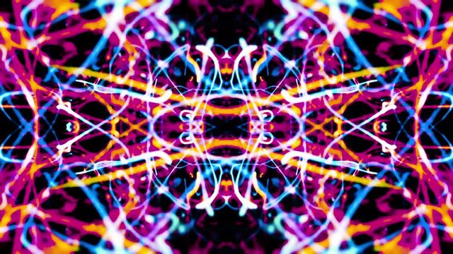 Video Background 2544: Kaleidoscopic forms merge, ripple and flow (Loop).