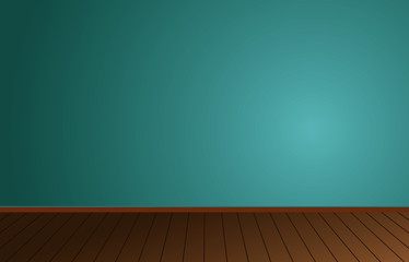 Empty Room background and Light Blue wall with Wooden floor.vector illustration.