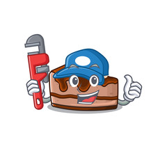 A cute picture of chocolate cheesecake working as a Plumber