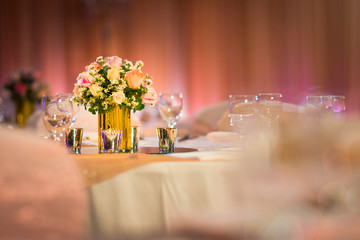 florist decor in  indoor wedding setup table