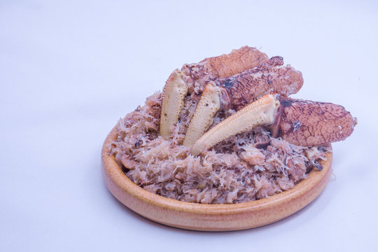 carne o pulpa de cangrejo con patas gordas