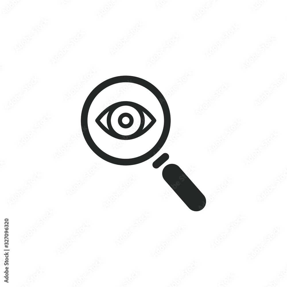 Poster magnifier with eye glass outline icon template color editable. magnifier symbol vector sign isolated
