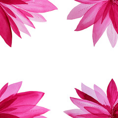 Fototapeta na wymiar Watercolor hand-drawn pink flower lotus isolated on white background copy space illustration plant
