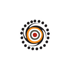 Aboriginal art dots painting icon symbol logo design vector template