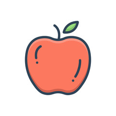 Color illustration icon for apple fruit 