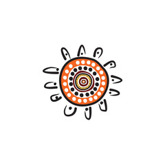 Aboriginal art dots painting icon symbol logo design vector template