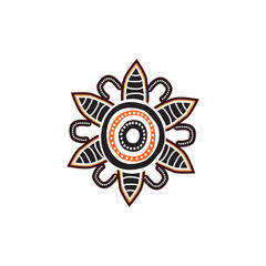 Aboriginal art dots painting icon symbol logo design vector template
