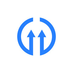 Circle arrow logo vector design. Up arrow icon