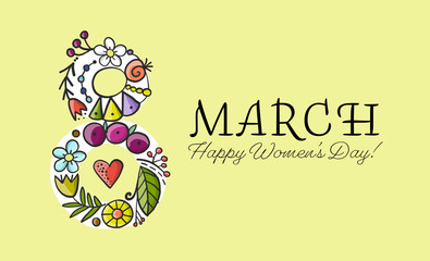 International Women s Day. Greeting card for your design. 8th of march