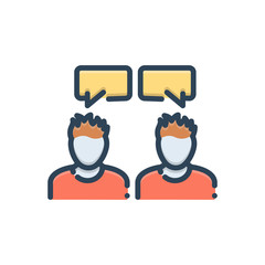 Color illustration icon for talking  communication 