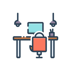 Color illustration icon for working office