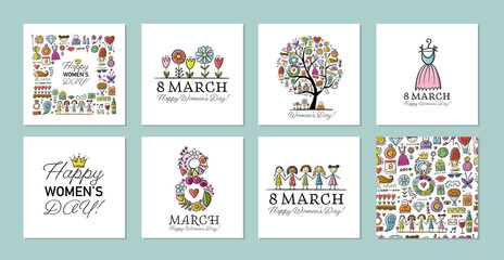 International Women s Day. Greeting cards collection for your design