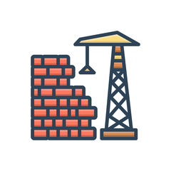 Color illustration icon for build building 