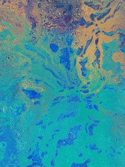 Textured and artistic painting colorful wavy lines background.