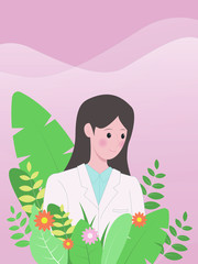 Woman Doctor smiling inside the flora