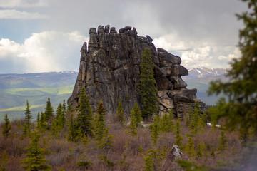 Fototapeta na wymiar Rock mountain in Alaska Granite Tors Angle rock