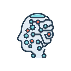 Color illustration icon for mind 