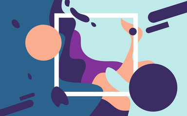 Abstract geometric background with square white frame