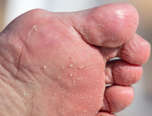 Fototapeta premium Bare feet of a man in the sand