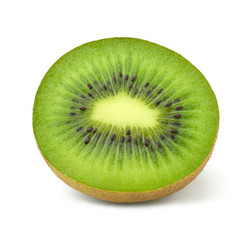 Slice of kiwi fruit isolated on white background.