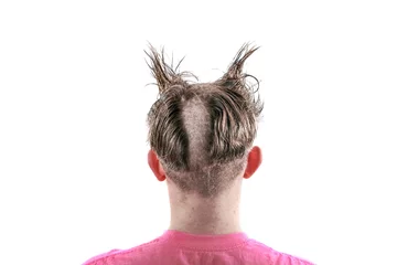 Tuinposter Teen with an odd bad haircut © soupstock