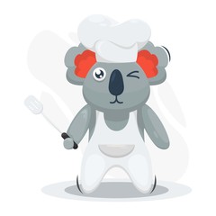 adorable koala chef mascot cartoon vector