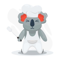 adorable koala chef mascot cartoon vector