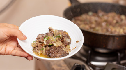 Chicken liver fried in a plate