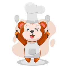 adorable monkey chef mascot cartoon vector