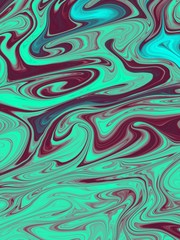 Vintage style colored wavy lines abstract painting art background.
