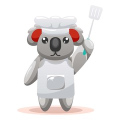 adorable koala chef mascot cartoon vector