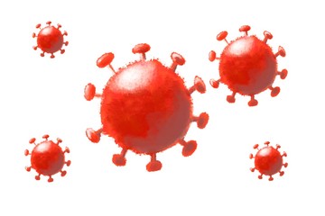 red corona  virus  splash isolated on white background