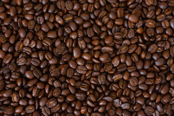 Roasted coffee beans,Coffee bean background,top view.